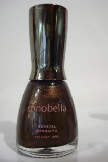 VERNIS A ONGLE LONGUE TENUE MARRON ETINCELLENT marque SONOBELLA  18 ML CRYSTAL SPARKING 